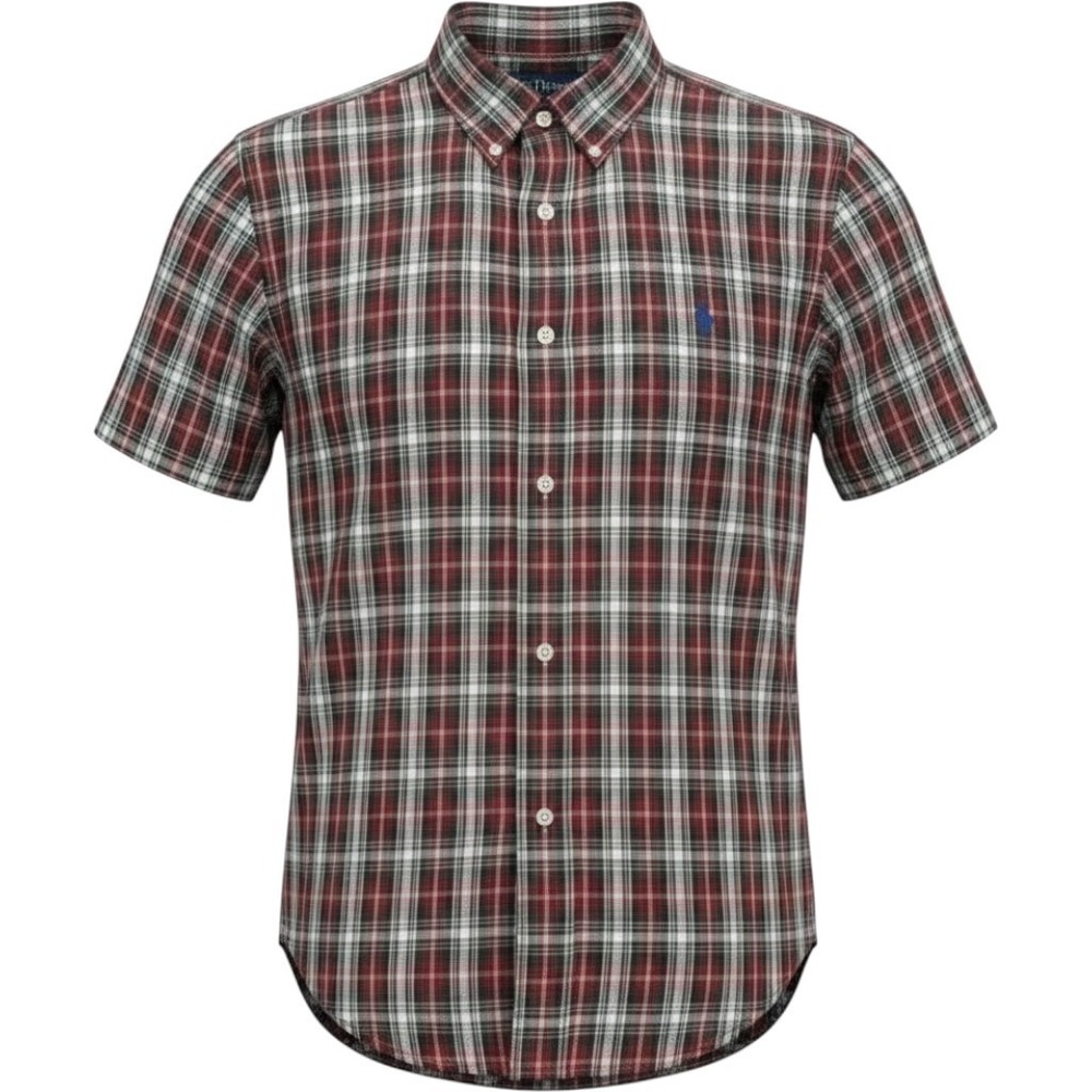 Ralph Lauren Button Down Shirt Mens XL Red Plaid Short Sleeve Classic Preppy